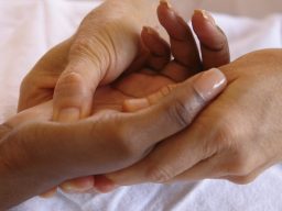 Hand massage technique used in body massage course