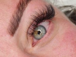 Russian lashes on a client at Ivy Elizabeth academy